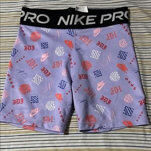Nike Lavender Compression Shorts with Red & Navy Logos